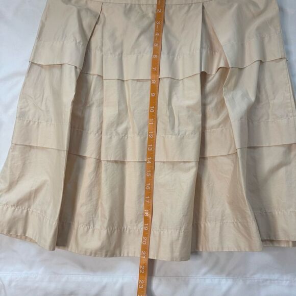 NWT J Crew Skirt Cream A line Tiered Ruffle Cotton Sateen Gateau Side Zip Preppy - Picture 3 of 5